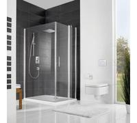 HSK Favorit Nova porte tournante avec panneau fixe pour panneau latéral, dimensions : 180 x 195 cm, butée : droite, 124180-R-01-50edelglas, Cabines de douche: Alu-argent mat : ESG clair avec verre nob
