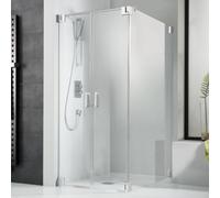 HSK K2 Porte battante avec panneau latéral, sans cadre, K2.24, dimensions : jusqu'à 100,0 x 200,0 cm, butée gauche, K2.24-L-41-120, Cabines de douche: Aspect chromé : Verre véritable TwinSeal