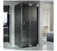 HSK K2 Porte pliante battante avec panneau latéral, sans cadre, K2.18, dimensions : jusqu'à 100,0 x 200,0 cm, butée à droite, K2.18-R-41-50edelglas, Cabines de douche: Aspect chromé : ESG clair avec v