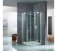 HSK K2P Douche ronde en 4 parties, dimensions : 100,0 x 100,0 x 200,0 cm, rayon 550 mm, 2150100550-41-50edelglas, Cabines de douche: Aspect chromé : ESG clair avec verre précieux