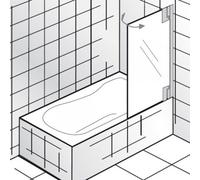HSK K2P Fixation de baignoire, 1 élément mobile, dimensions : 75 x 140 cm, butée : droite, 2106075-R-41-50, Cabines de douche: Aspect chromé : ESG clair