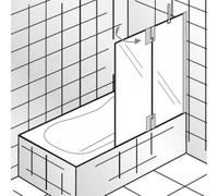 HSK K2P Fixation de baignoire, 1 partie latérale + 1 élément mobile, dimensions : 120 x 140 cm, butée : droite, 2106114-R-41-50edelglas, Cabines de douche: Aspect chromé : ESG clair avec verre précieu