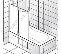 HSK K2P Fixation de baignoire, 1 partie latérale + 1 élément mobile, dimensions : 120 x 140 cm, butée : gauche, 2106114-L-41-50, Cabines de douche: Aspect chromé : ESG clair