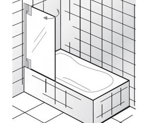 HSK K2P Fixation pour baignoire, 1 élément mobile, dimensions : 75 x 140 cm, butée : gauche, 2106075-L-41-120, Cabines de douche: Aspect chromé : Verre véritable TwinSeal