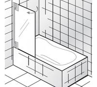 HSK K2P Fixation pour baignoire, 1 élément mobile, dimensions : 75 x 140 cm, butée : gauche, 2106075-L-41-50edelglas, Cabines de douche: Aspect chromé : ESG clair avec verre précieux