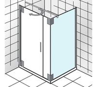 HSK K2P Paroi latérale pour porte battante sur partie auxiliaire, dimensions : 75,0 cm x 200,0 cm, butée gauche/droite (rotative), 2195075-41-120, Cabines de douche: Aspect chromé : Verre véritable Tw