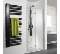 HSK Porte pliante à charnières Exklusiv pour niche, dimensions : 90 x 200 cm, butée à droite, 406090-R-01-50, Cabines de douche: Alu-argent mat : ESG clair