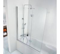 HSK Premium Softcube 2 pièces pour baignoire, dimensions : 90 x 140 cm, butée : gauche, 6806090-L-41-120, Cabines de douche: Aspect chromé : Verre véritable TwinSeal