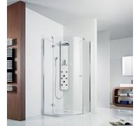 HSK Premium Softcube douche ronde en 3 parties, dimensions : 80,0 x 80,0 x 80,0 x 200,0 cm, butée gauche, rayon 550 mm, 6853080550-L-41-50edelglas, Cabines de douche: Aspect chromé : ESG clair avec ve