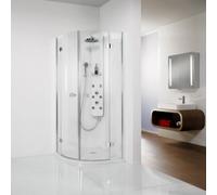 HSK Premium Softcube douche ronde en 4 parties, avec 2 portes pivotantes, dimensions : 80 x 80 x 200 cm, rayon : 550 mm, 6850080550-41-50edelglas, Cabines de douche: Aspect chromé : ESG clair avec ver