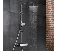 HSK Shower-Set AquaSwitch RS 200 Thermostat, étagère : verre noir, -08, 1001900-KB5-08, Exécution: avec pomme de douche ronde, plate, Ã400 mm, hauteur 8 mm