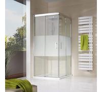 HSK Solida Corner entrée en 4 parties, avec portes coulissantes, dimensions : 120,0 x 80,0 x 200,0 cm, sans sol, 1521026--01-120, Cabines de douche: Aluminium argent mat : Verre véritable TwinSeal