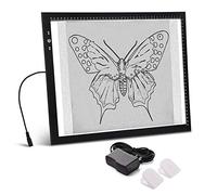 HSK Table lumineuse A3 pour traceur d'artiste - Adaptateur 12 V 1 A - Intensité variable - 6000 lux - Bouton de verrouillage - Pour tatouage, dessin, croquis, animation, peinture diamant