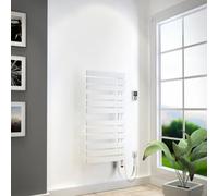 HSK Yenga, radiateur de salle de bains pour fonctionnement purement électrique, 600 W, dimensions : 50,0 x 118,6 cm, élément chauffant en argent, Tige chauffante à droite, ouverture des tubes à gauche