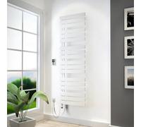 HSK Yenga, radiateur de salle de bains pour fonctionnement purement électrique, 800 W, dimensions : 50,0 x 182,4 cm, élément chauffant en argent, Élément chauffant à droite, ouverture des tubes à gauc