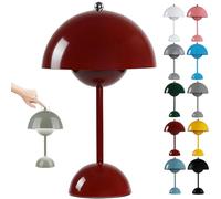 HSKJTT Lampe Champignon LED Rechargeable, Lampe De Table sans Fil pour Pot De Fleurs Lampe De Table Tactile À Intensité Variable Lampe De Chevet Lampes Champignons Lampe De Bureau,Claret