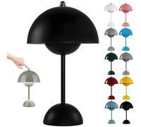 HSKJTT Lampe Champignon LED Rechargeable, Lampe De Table sans Fil pour Pot De Fleurs Lampe De Table Tactile À Intensité Variable Lampe De Chevet Lampes Champignons Lampe De Bureau,Black