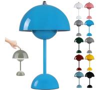 HSKJTT Lampe Champignon LED Rechargeable, Lampe De Table sans Fil pour Pot De Fleurs Lampe De Table Tactile À Intensité Variable Lampe De Chevet Lampes Champignons Lampe De Bureau,Blue