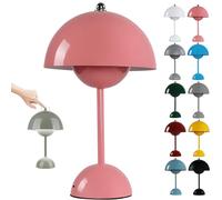 HSKJTT Lampe Champignon LED Rechargeable, Lampe De Table sans Fil pour Pot De Fleurs Lampe De Table Tactile À Intensité Variable Lampe De Chevet Lampes Champignons Lampe De Bureau,Pink