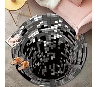 HSKJTT Tapis Vortex 3D, Illusion D'optique À Trou sans Fond Tapis Rond pour Salon Chambre À Coucher Salle À Manger Paillasson Tapis De Sol De Cuisine,160x160CM,K
