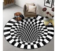 HSKJTT Tapis Vortex 3D, Illusion D'optique À Trou sans Fond Tapis Rond pour Salon Chambre À Coucher Salle À Manger Paillasson Tapis De Sol De Cuisine,100x100CM,F
