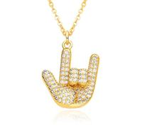 HSKRKOW 1 Pièces Hip Hop Collier, Costume De Hip Hop Homme, 80S 90S Accessoires De Rappeur, 1 Pièce Collier Pendentif Geste, Pour Soirées Concerts Rap Halloween Carnaval