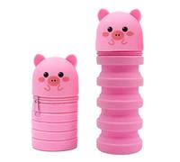 HSKRKOW Pliable Mignon Étui École 2 en 1 en Silicone Souple Trousse Ecole 2 en 1 en Silicone Souple Étui à Crayons Rétractable pour legami Garçons Filles Etudiants（Cochon）