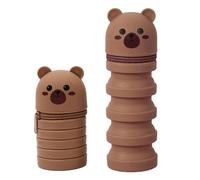 HSKRKOW Pliable Mignon Étui École 2 en 1 en Silicone Souple Trousse Ecole 2 en 1 en Silicone Souple Étui à Crayons Rétractable pour legami Garçons Filles Etudiants（Ours）