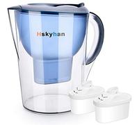Hskyhan Pichet filtrant à eau alcaline - 3,5 litres améliorent le pH , 2 filtres inclus, système de filtration à 7 étapes pour purifier, bleu