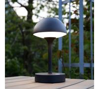 HSL SIRIUS Lampe de table sans fil Ø 13,5 cm, lumière blanche chaude, 400 lm, 8 heures d'autonomie, batterie remplaçable, utilisable en extérieur grâce à la norme IP44, noire et très lourde