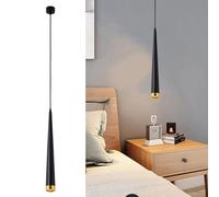 HSLJ1 Suspensions noires pour îlot de cuisine, luminaires suspendus modernes et simples à hauteur réglable pour salle à manger, chambre, hall d'entrée, luminaires suspendus en aluminium à tube long LE