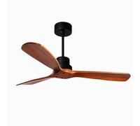HSLJ1 Ventilateur de plafond moderne sans éclairage, 3 pales en bois, avec télécommande, moteur CC réversible et silencieux, 6 vitesses, idéal pour chambre, salon, cuisine ou bureau.