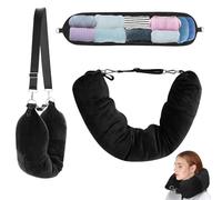 HSLXBY Cuscino Viaggio Riempibile,Cuscino da Viaggio Multifunzionale a Forma di U, Cuscino per Aereo Collo,Riempibile Con Vestiti,per Viaggiare in Auto o in Aereo (Senza Riempimento) (Peluche Nero)