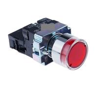 HSMXNEONJB 1pc 22mm Momentary XB2-BW3361 Round Push Button Switch with LED Light 1NC 12V Red ZB2-BE101C