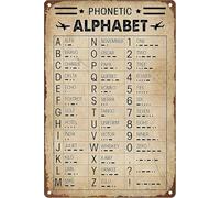 HSMXNEONJB Alphabet Code Phonetic Chart Metal Sign Retro Pilot Theme Wall Decor for Flight Simulator Room Home Bar 8 X 12 inch