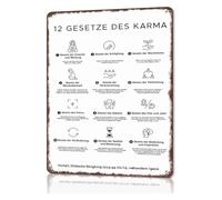 HSMXNEONJB Ancient Karma Laws Aluminum Sign Boho Inspirational Wall-Art For Dorm Room Cozy Living Room Mindfulness Corner Decor 8 X 12 inch