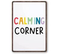 HSMXNEONJB Calming Corner Calm Zone Vintage Tin Sign Metal Plaque For Classroom Man Cave Indoor Outdoor Wall Decor Calm Down Space 8 X 12 in