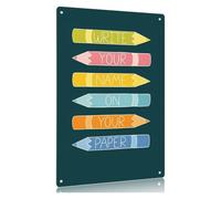 HSMXNEONJB Cheerful Crayon Note Distressed Metal Tin Dont Forget Name Classroom Wall-Art 8 X 12 inch