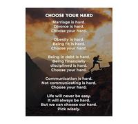 HSMXNEONJB Choose Your Hard Motivational Art - Entrepreneur Mindset Quote on Canvas for Executive Office & Boss Gift(Framed,08x12inch(20x30cm))