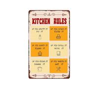 HSMXNEONJB Kitchen Rules Sign Aluminum Tin Plaque Get Things Done Funny Quote Retro Wall-Art for Farmhouse Kitchen Office Cafe Home Decor 8 X 12 inch