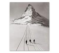 HSMXNEONJB Minimalist Mountain Poster, Skiing Silhouette Against Matterhorn, Scandinavian Modern Wall Art, Neutral Home Decor for Living Room, Office, Nursery(Unframed,12x18inch(30x45cm))