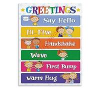 HSMXNEONJB Multilingual Morning Greetings Poster Classroom Rules for Diverse and Inclusive Classroom Environment(Framed,12x18inch(30x45cm))