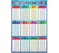 HSMXNEONJB Multiplication Chart Math Poster Times Table Mathematics Wall-Art for Elementary Classroom Homeschool Decor(Framed,08x12inch(20x30cm))
