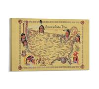 HSMXNEONJB Native American Tribes Map, Pre-Columbian Indigenous Peoples of North America, Historical Wall Art Poster for Study, Library or Classroom(Unframed,08x12inch(20x30cm))