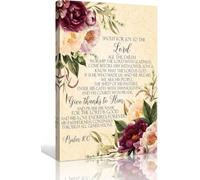 HSMXNEONJB Psalm 100 Wall-Art Make A Joyful Noise Unto The Lord Floral Scripture Poster Canvas Print for Home Decor(Unframed,16x24inch(40x60cm))