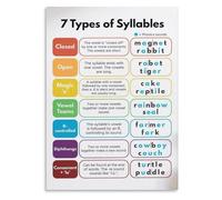 HSMXNEONJB Syllable Division Rules Metal Sign Phonics Reading Chart for Small Group Instruction Classroom Decor Orton Gillingham Inspired 8 X 12 inch