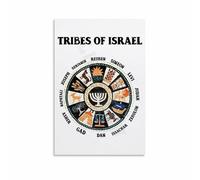 HSMXNEONJB Twelve Tribes of Israel Chart Poster Biblical History Genealogy Canvas Wall-Art for Study Library Church Classroom Decor(Unframed,16x24inch(40x60cm))