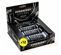 HSN Evonergy Maxigel Boîte de 12 unités de 70 ml sans caféine 60 g glucides par gel Rapport 1:0,8 (glucose : fructose) Texture fluide sans OGM, végétalien, sans gluten ni lactose