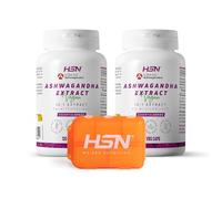 HSN Extrait d’Ashwagandha KSM-66 (12:1) 600 mg/jour (30 mg de Withanolides) | PACK 2 x 120 Gélules Végétales + Pilulier Hebdomadaire | Équivalent à 7200 mg de racine de Withania somnifera
