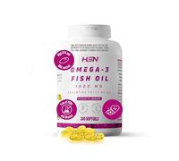 HSN Oméga 3 3000mg Huile de Poisson 540mg EPA 360mg DHA par Dose Quotidienne | 240 Capsules | Avec Vitamine E | Sans Contaminants ni Oxydation | Sans Odeur ni Saveur | Non-OGM, Sans Gluten ni Lactose